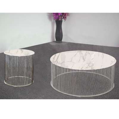 C26 chrome modern stainless steel marble top  coffee table sets