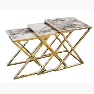 Z02 white marble coffee table 3 set