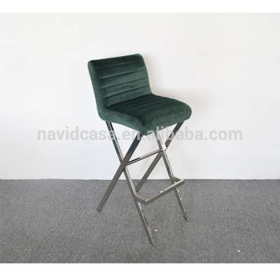 B8022 Vintage  Green velvet bar chair