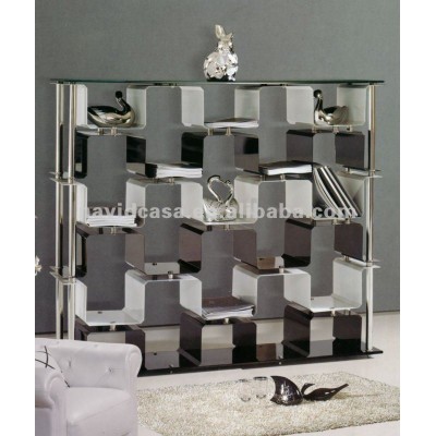 stainless steel teak bookcase