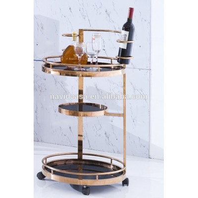 2015 Hotel gold metal drinks hand trolley with wheels