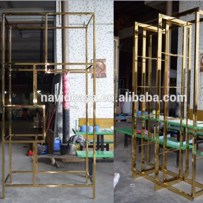 Decorative metal wall shelf gold steel frame